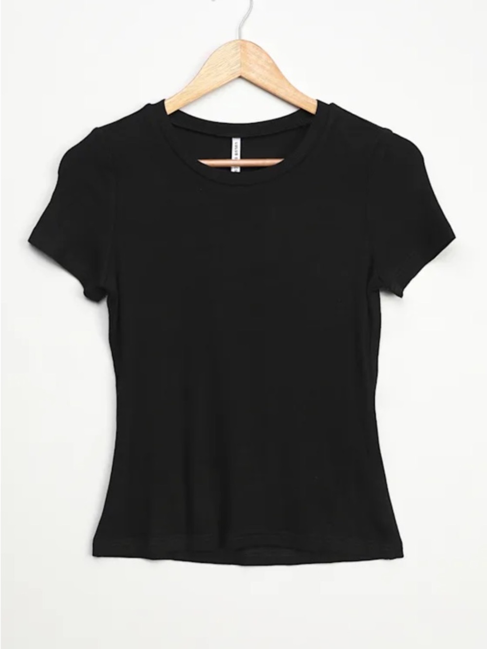 Lulu's Basics Black Ribbed Short-Sleeve Ready For Comfort Tee Medium
